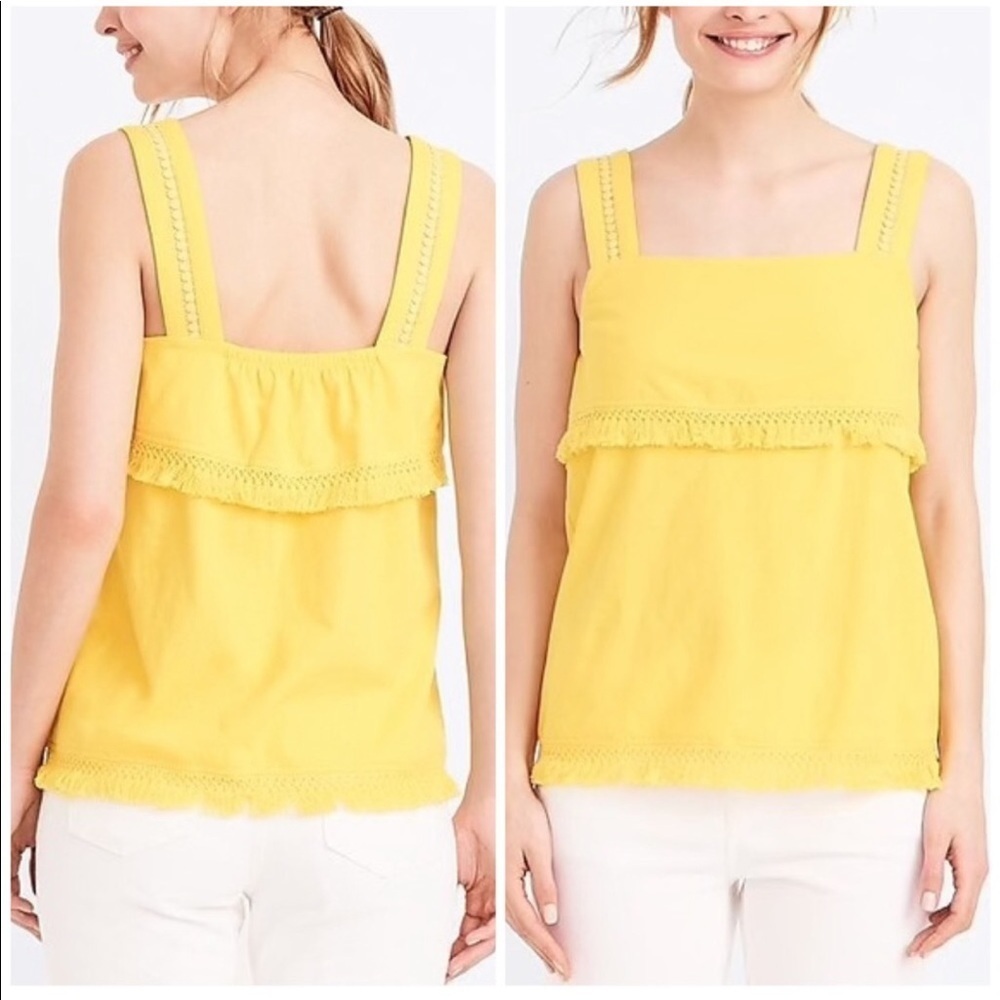 J Crew Factory White Fringe Tank Top